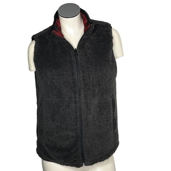 BUFFALO David Bitton Reversible Red Buffalo Plaid Fleece Vest Youth Size L 14/16 - Picture 6 of 16